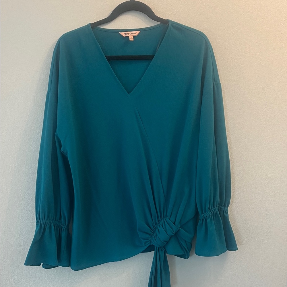 Juicy Teal V-Neck Women's Top